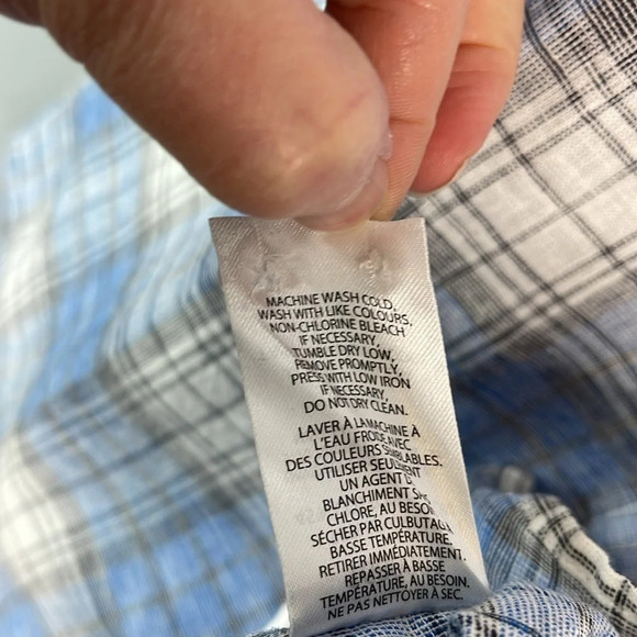 WEATHERPROOF NWT Mens Linen Blue Plaid Short Sleeve Button Down Shirt Preppy S - Picture 12 of 14